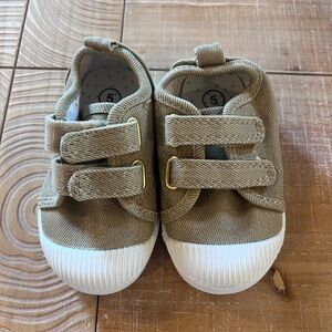 Cat & Jack Tan Canvas Double-Strap Baby Sneakers